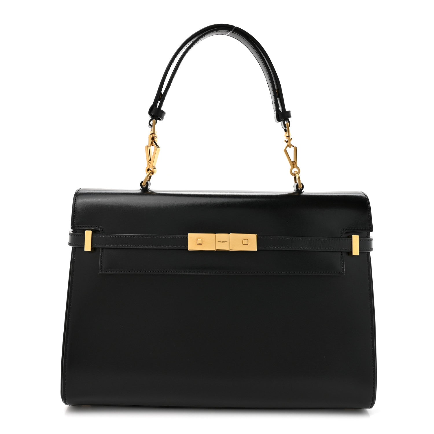 Smooth Calfskin Manhattan Top Handle Black