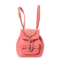Lambskin Quilted Small Duma Drawstring Backpack Pink