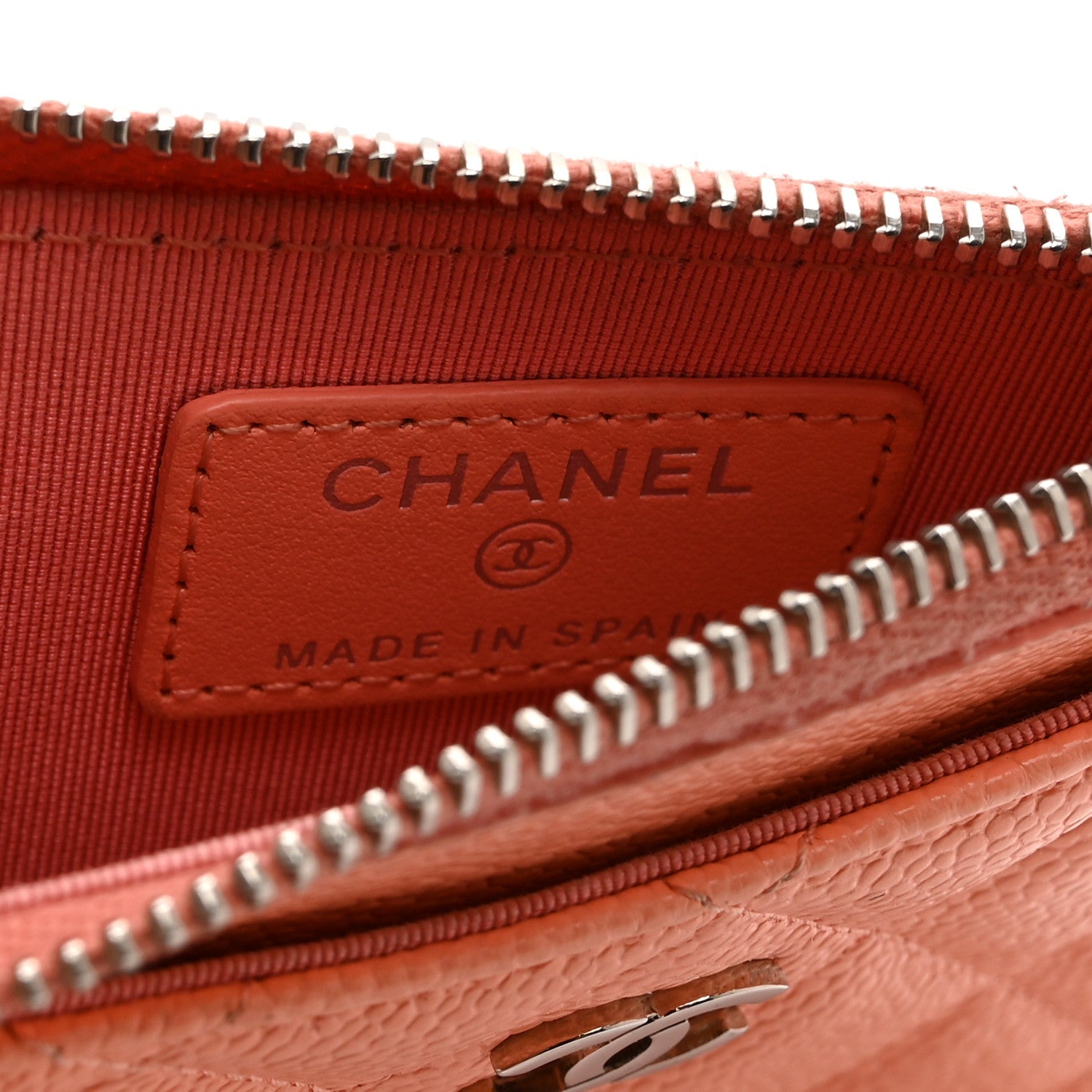 Caviar Quilted CC Zip  Holder Pink