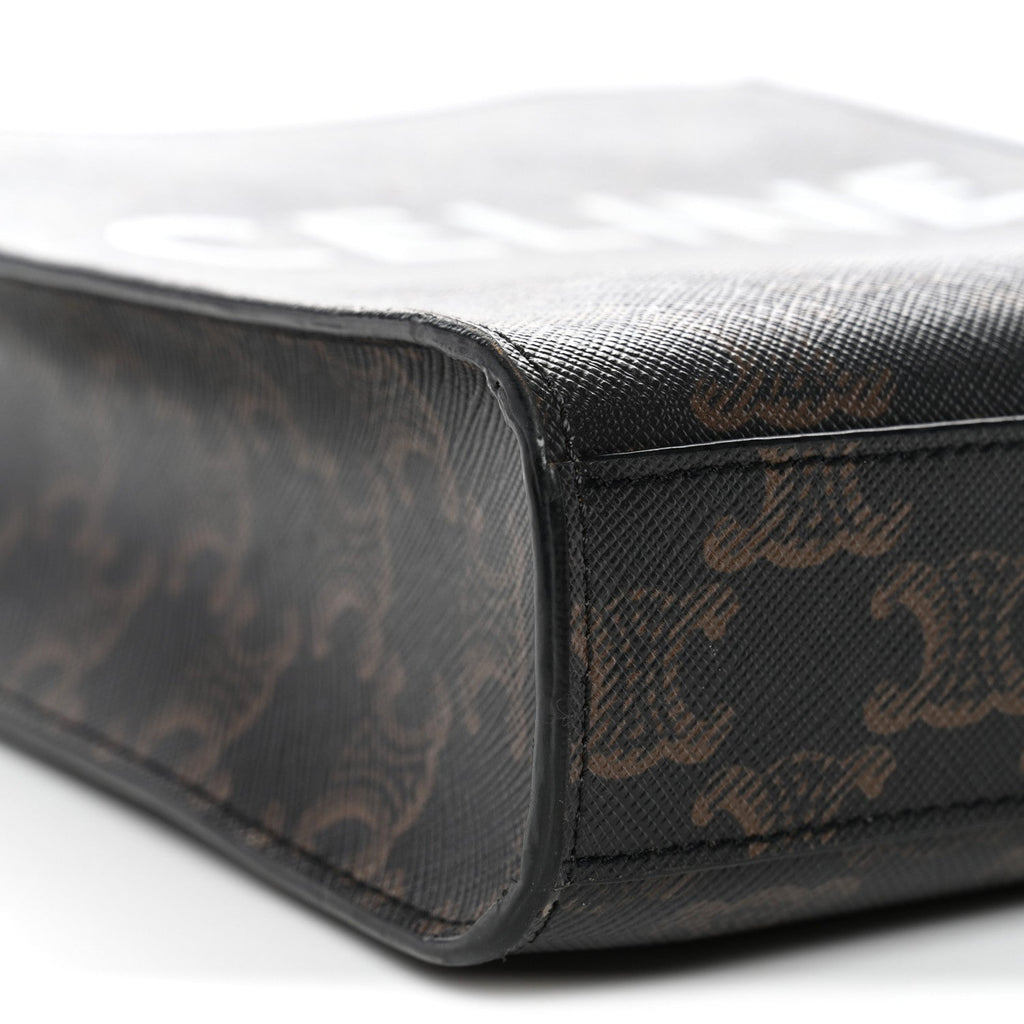 Triomphe Canvas Calfskin Mini Vertical Cabas Tan