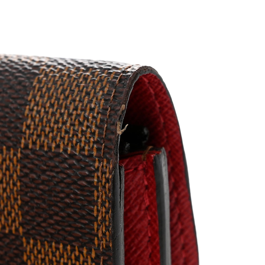 Damier Ebene Emilie Wallet Red