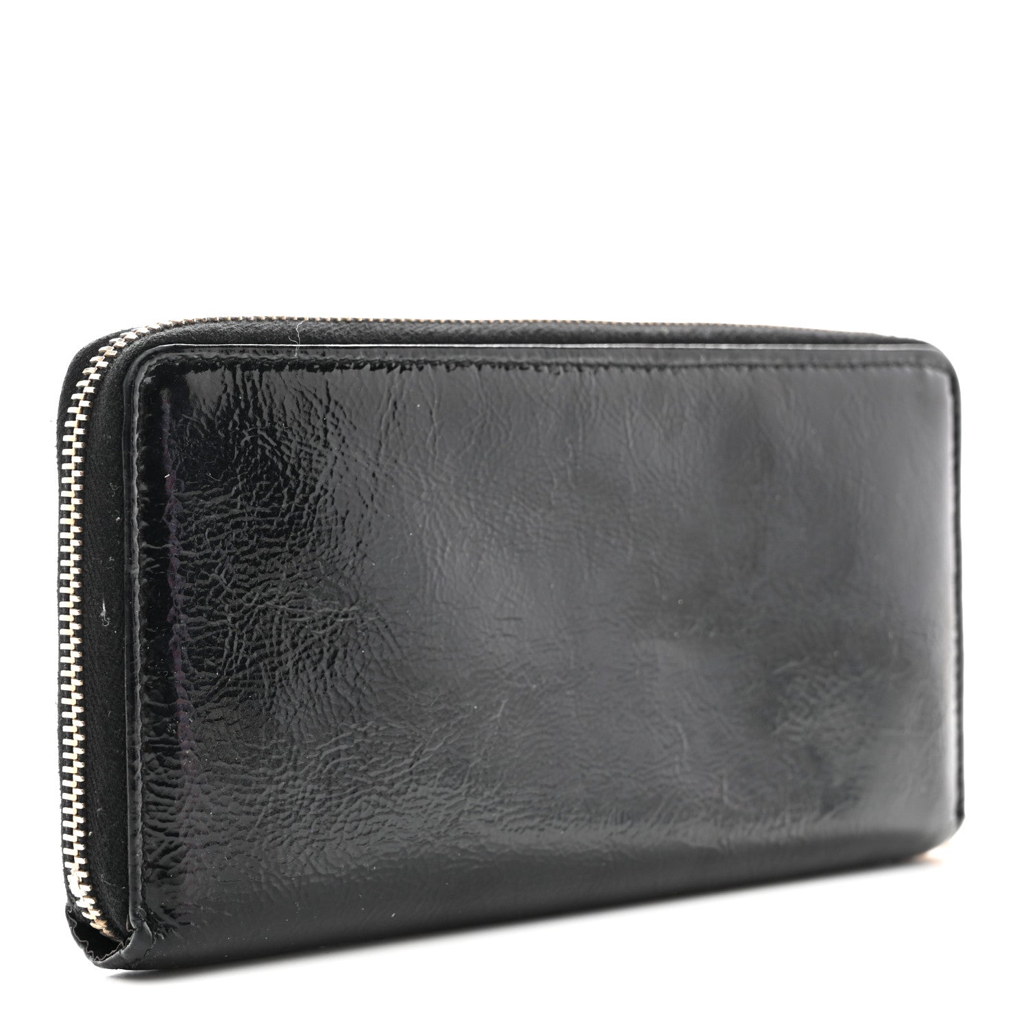 Textured Patent Monogram Belle De Jour Zip Around Wallet Black