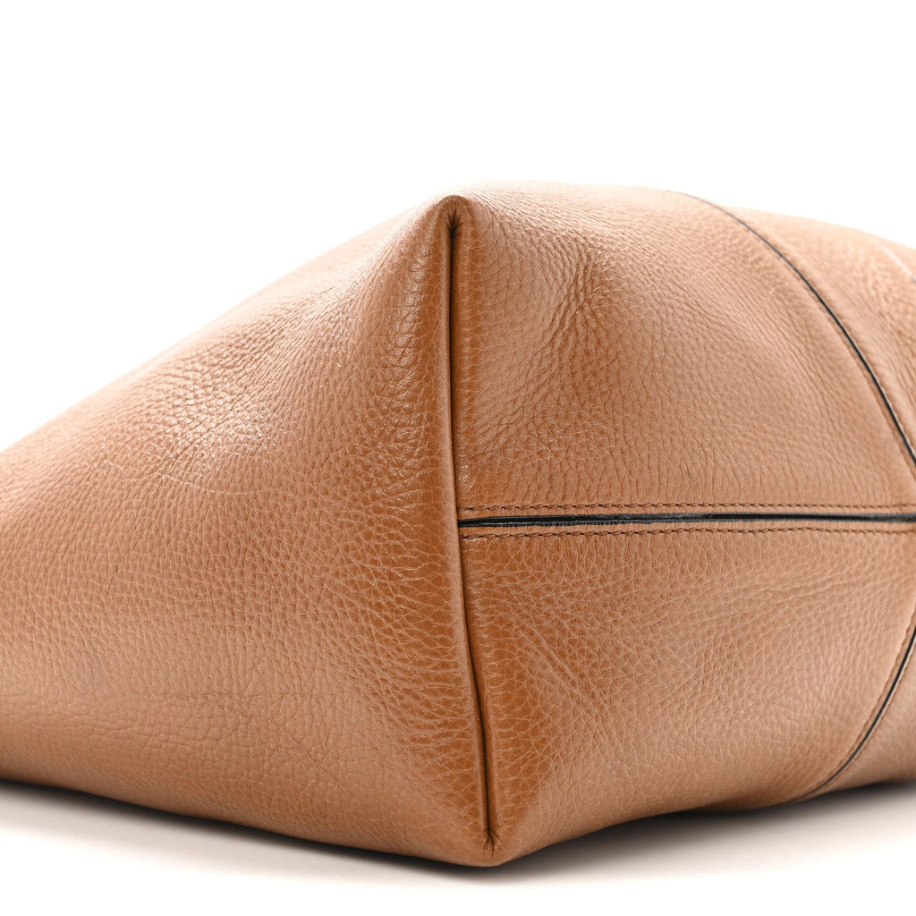 Grained Calfskin Large Spin Tote Clay Brown