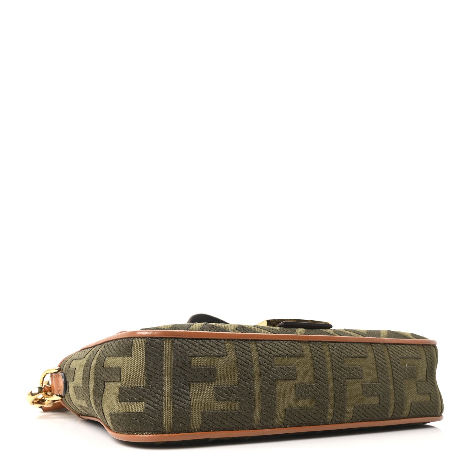 Canvas Vitello King FF Embroidered Baguette Amazzonia Cuoio