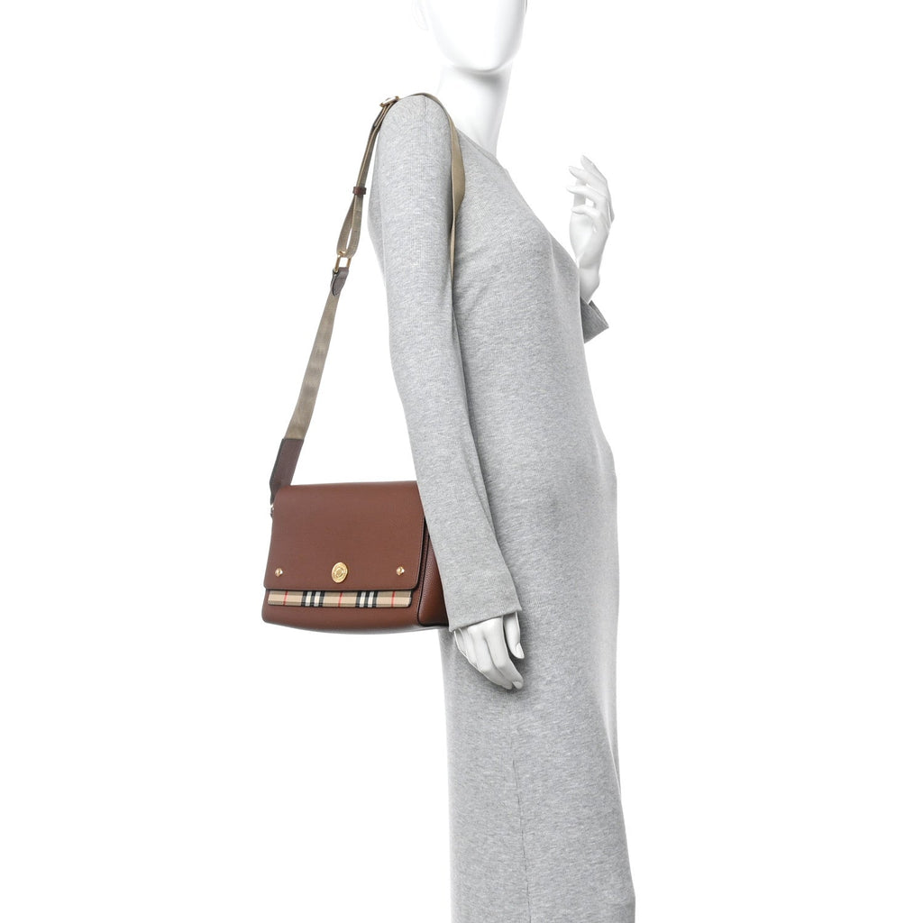 Calfskin Vintage Check Note Crossbody Bag Tan