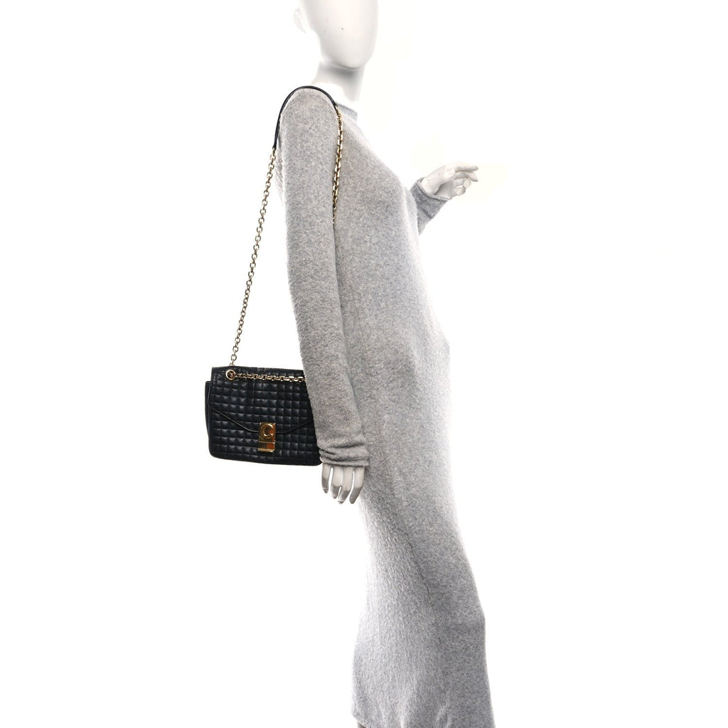 Calfskin Quilted Medium C Bag Black