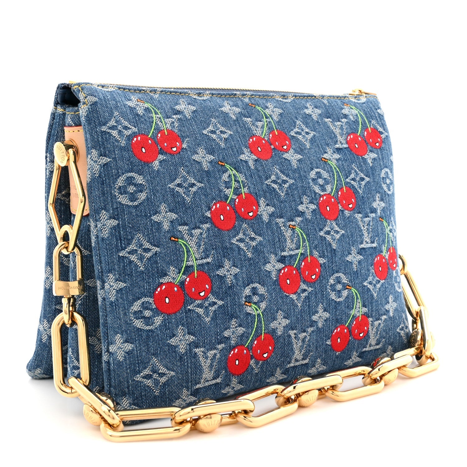 LV X TM Monogram Denim Cerises Coussin PM Blue