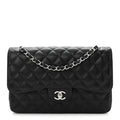 Caviar Quilted Jumbo Double Flap Black