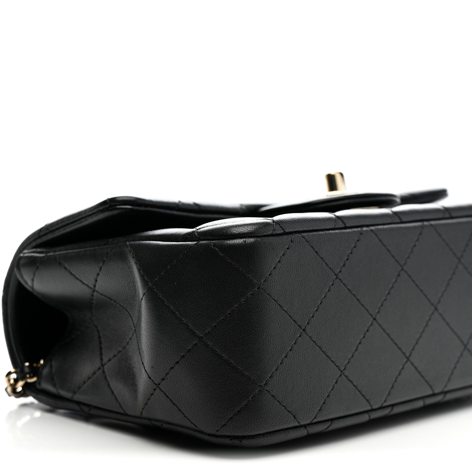 Lambskin Quilted Mini Top Handle Rectangular Flap Black