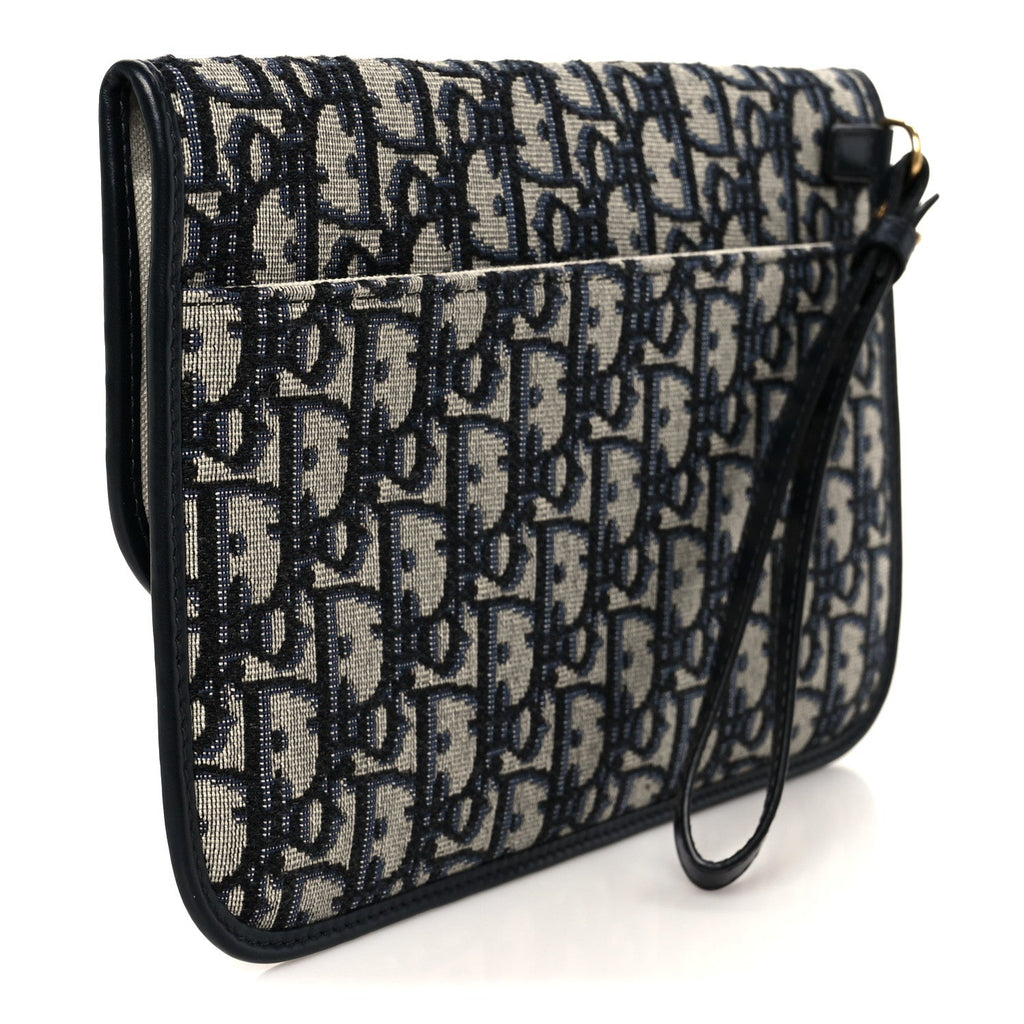 Oblique Flap Pouch Clutch Blue