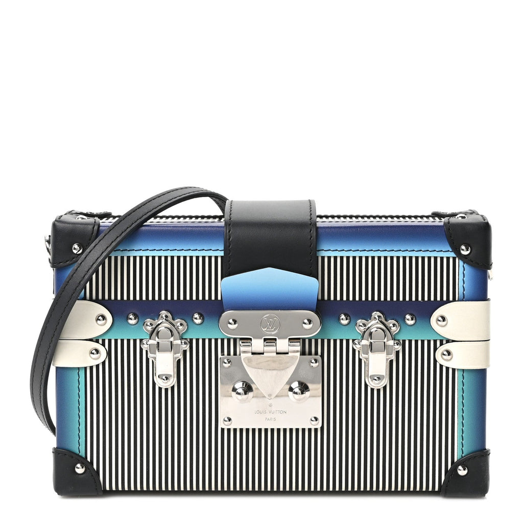 Calfskin Printed Petite Malle Blue