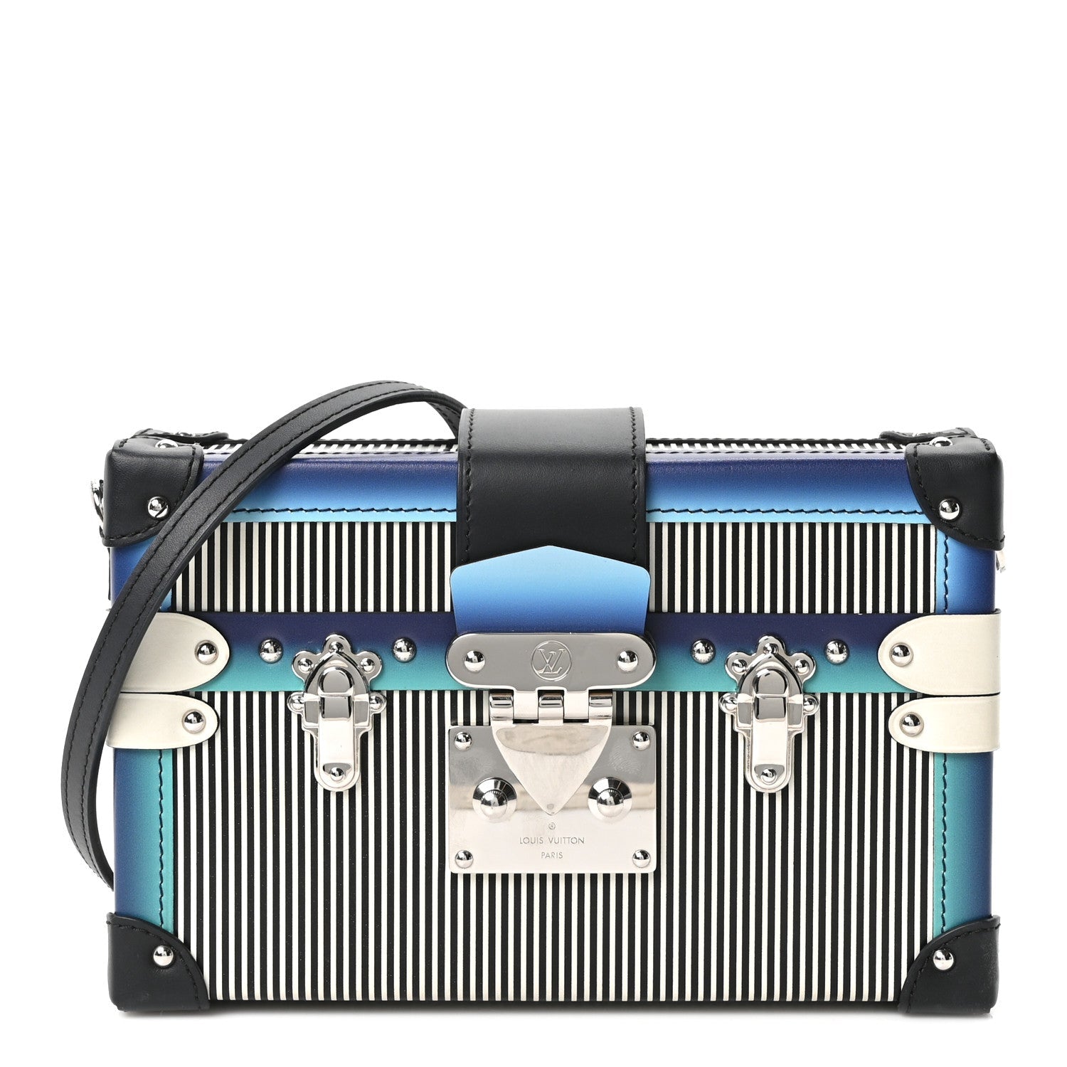 Calfskin Printed Petite Malle Blue