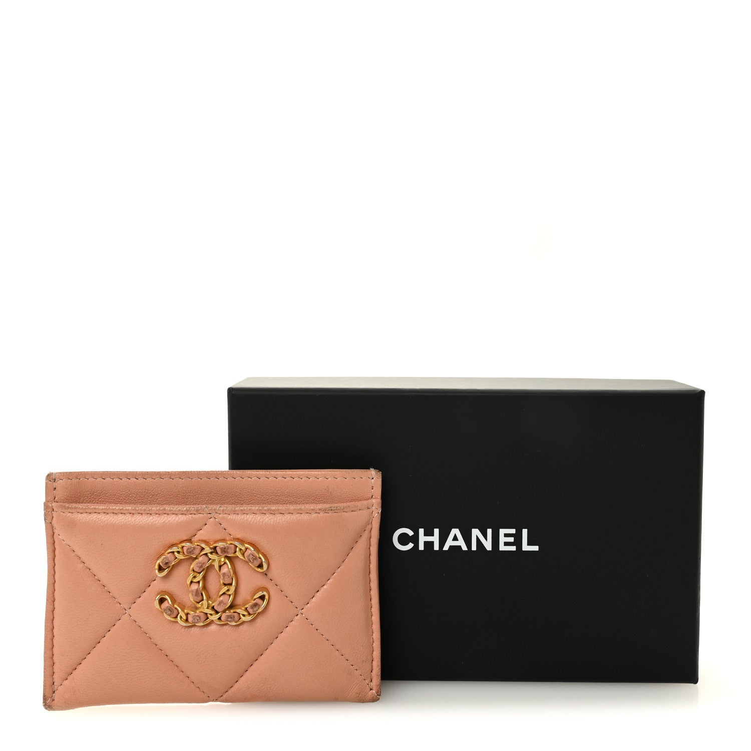 Lambskin Quilted 19  Holder Beige