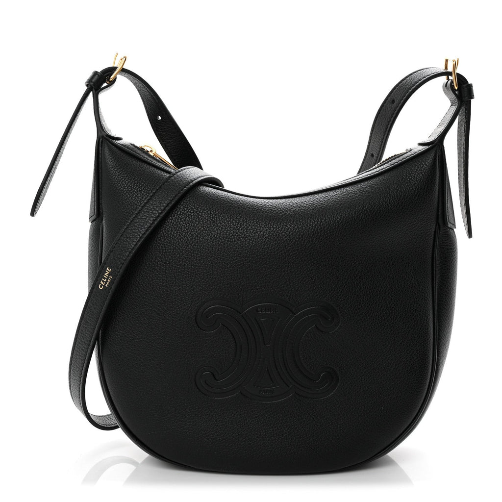 Supple Calfskin Cuir Triomphe Small Heloise Shoulder Bag Black