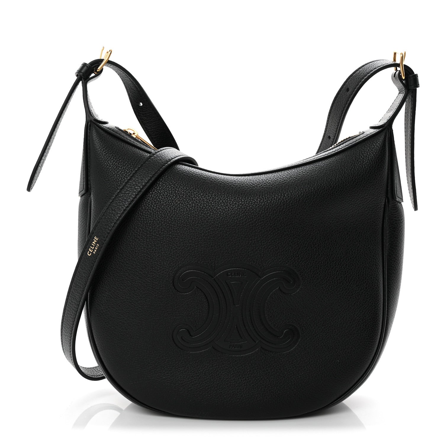 Supple Calfskin Cuir Triomphe Small Heloise Shoulder Bag Black