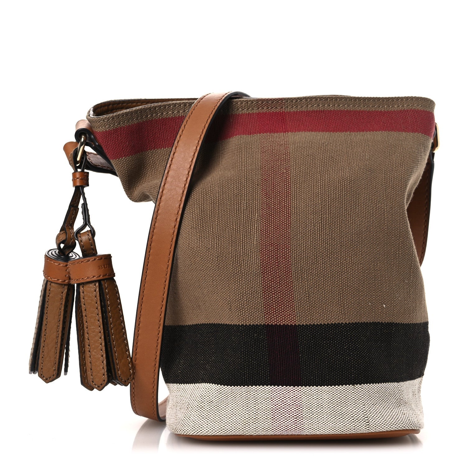 Canvas Mega Check Mini Ashby Tassel Crossbody Saddle Brown
