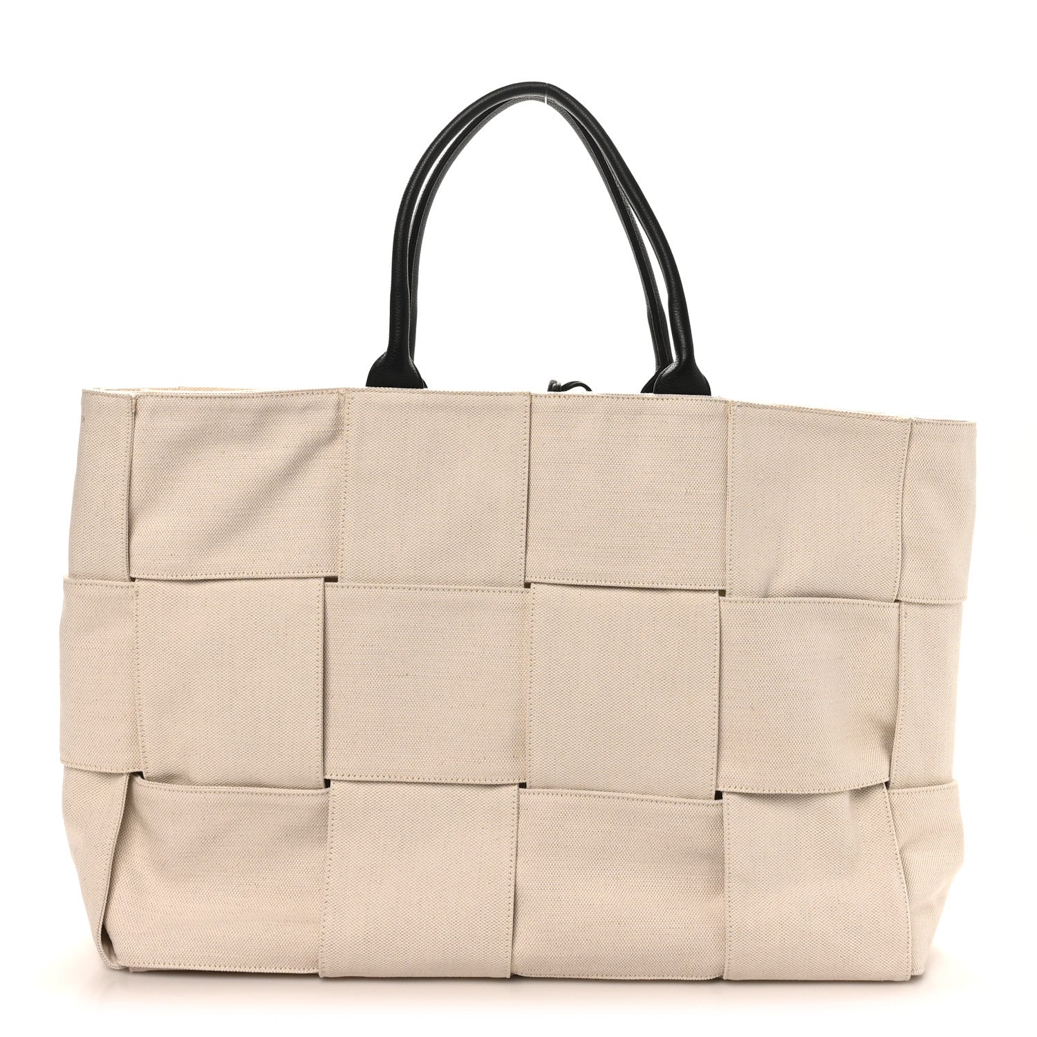Canvas Maxi Intrecciato Large Arco Tote Beige Black