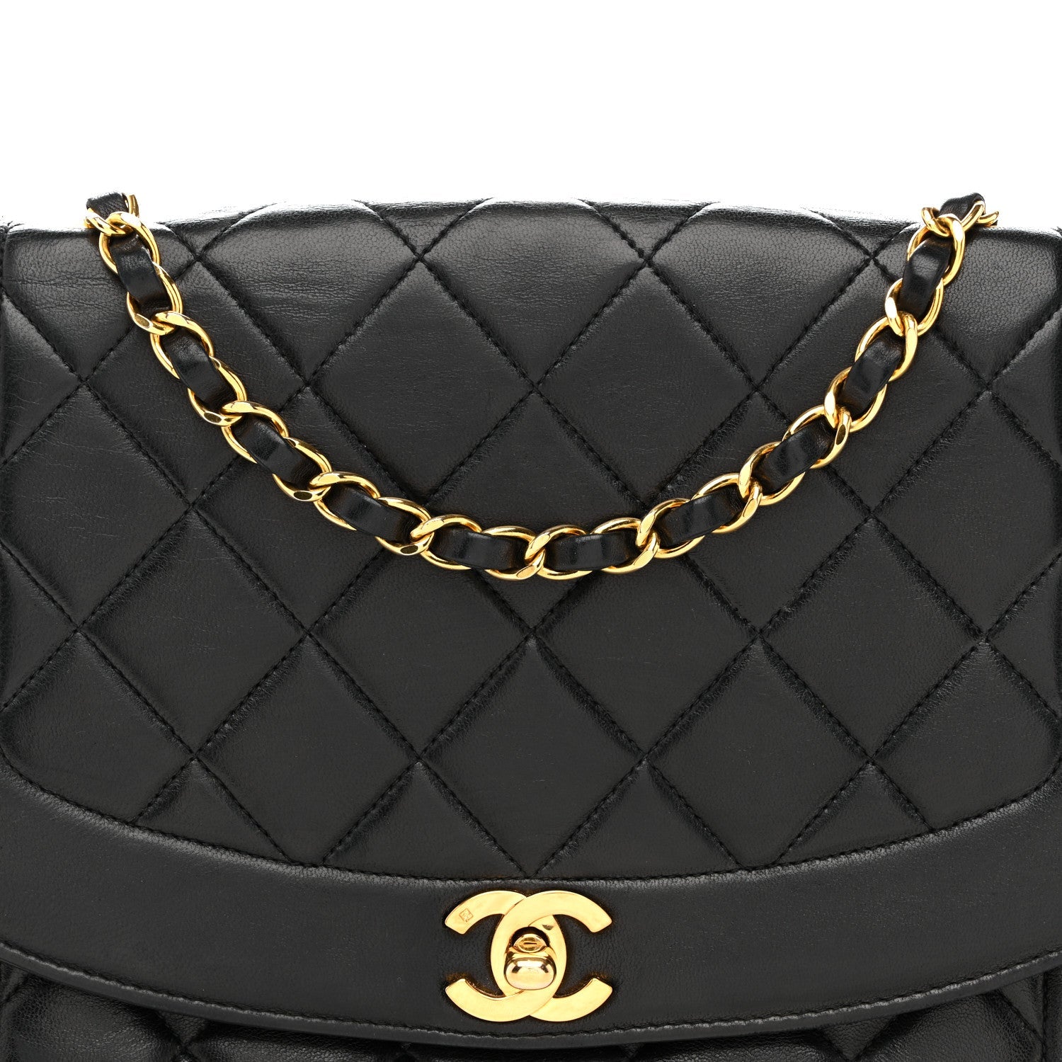 Lambskin Quilted Medium Single Flap Black