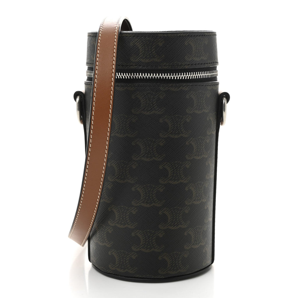 Triomphe Canvas Vertical Cylinder Bag Tan