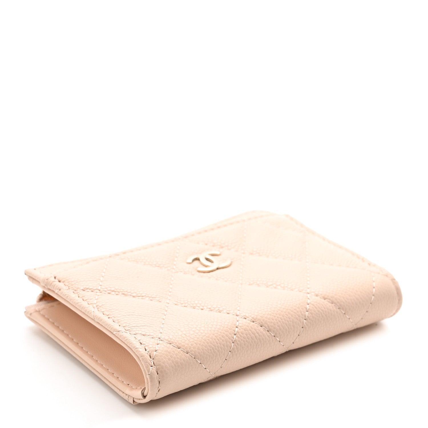 Caviar Quilted CC Zip Around  Holder Beige