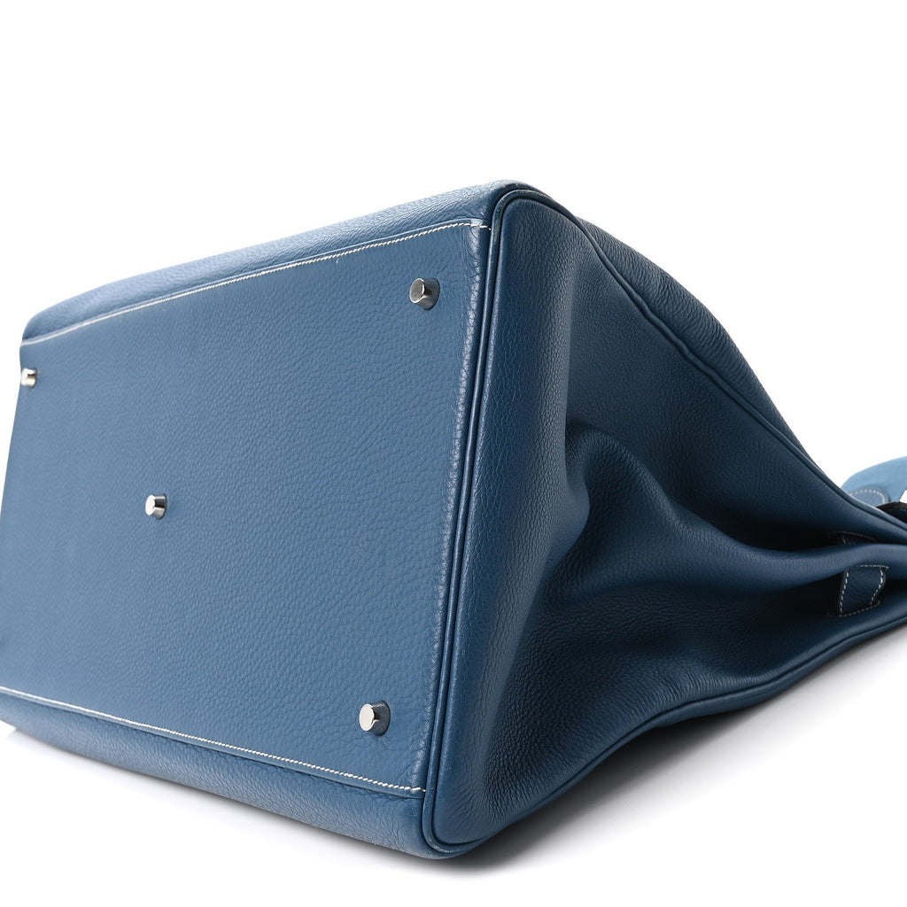 Taurillon Clemence Voyage Kelly 50  Bleu Agate