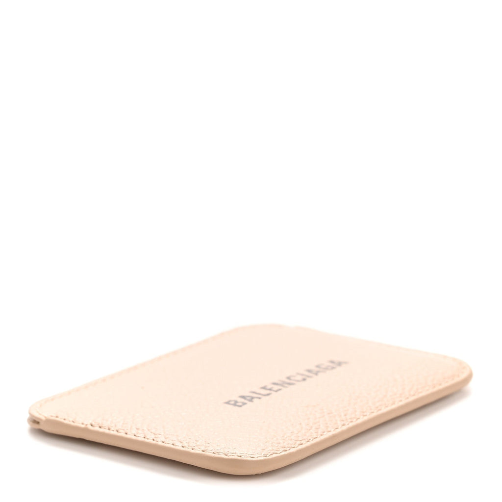 Grained Calfskin Logo Cash Rounded  Holder Beige