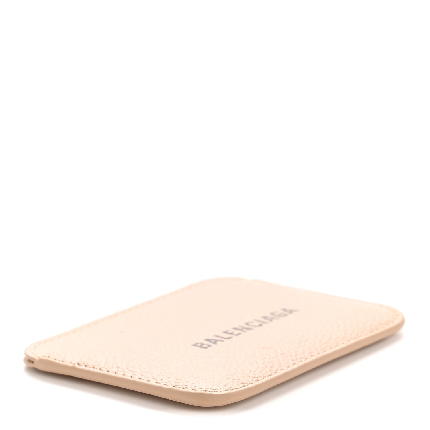Grained Calfskin Logo Cash Rounded  Holder Beige