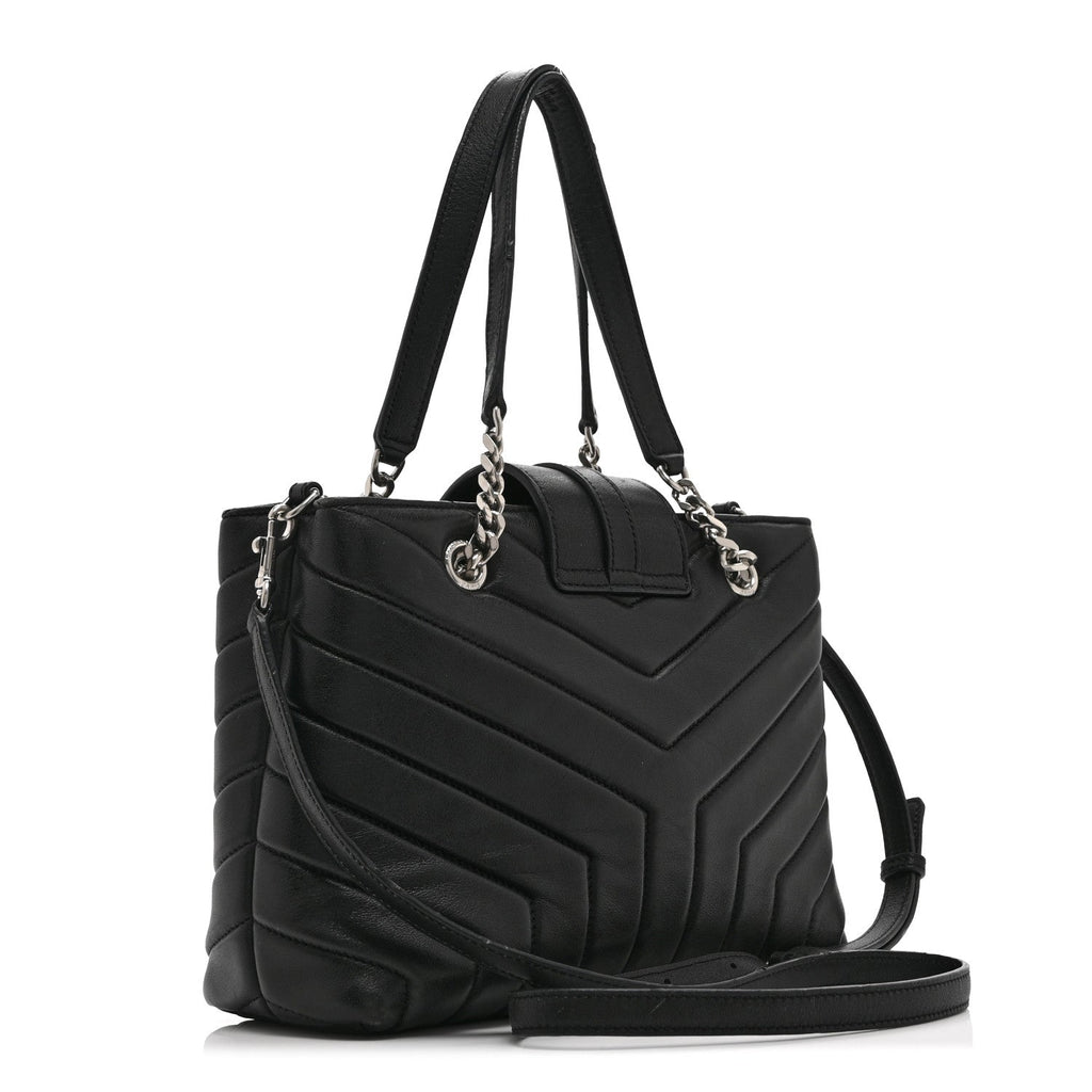 Calfskin Y Quilted Monogram Small Loulou Shopper Black