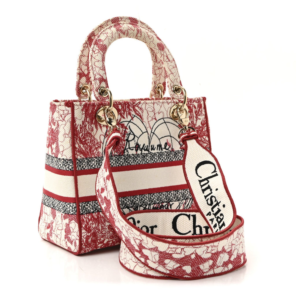 Canvas Embroidered Medium Dioramour D-Royaume Lady D-Lite Red Multicolor