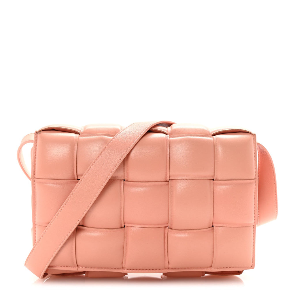 Nappa Maxi Intreccio Padded Cassette Crossbody Bag Peachy