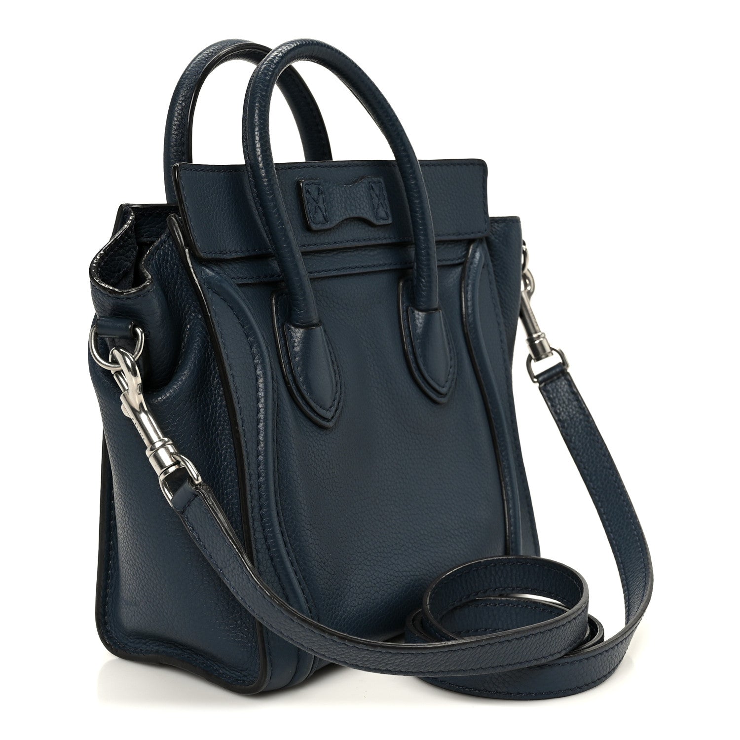 Drummed Calfskin Nano Luggage Navy Blue