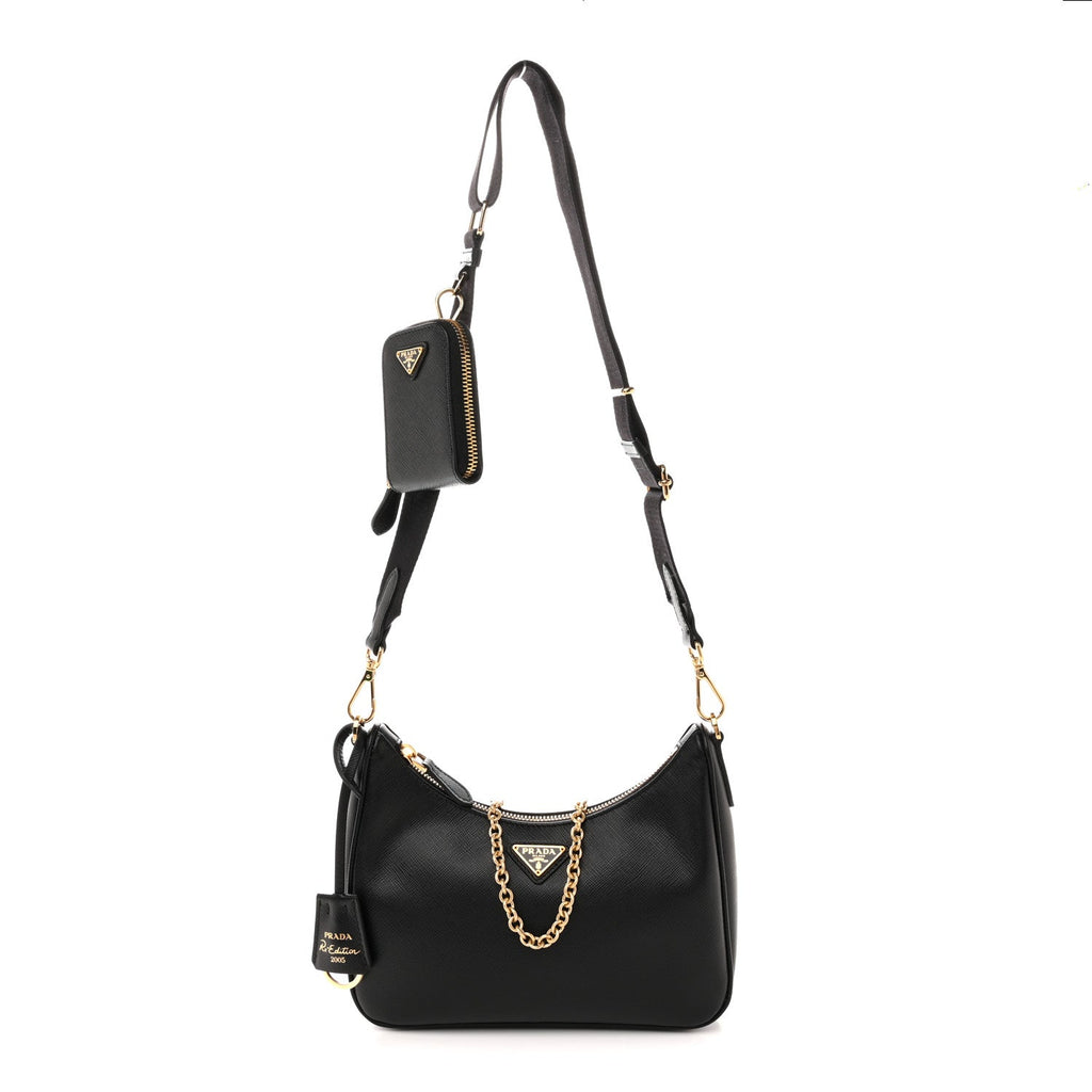 Saffiano Lux Re-Edition 2005 Shoulder Bag Black