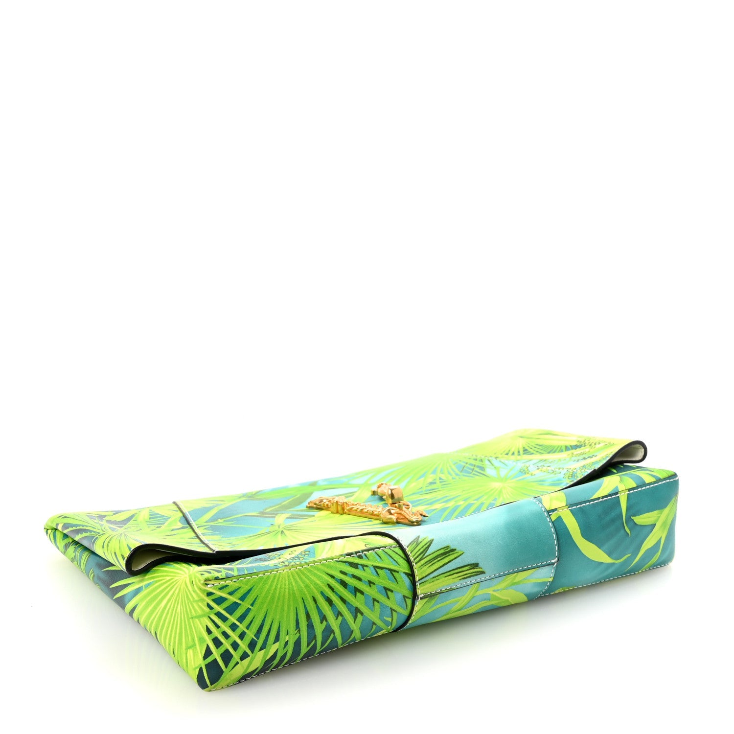 Calfskin Jungle Print Clutch Verde Multicolor