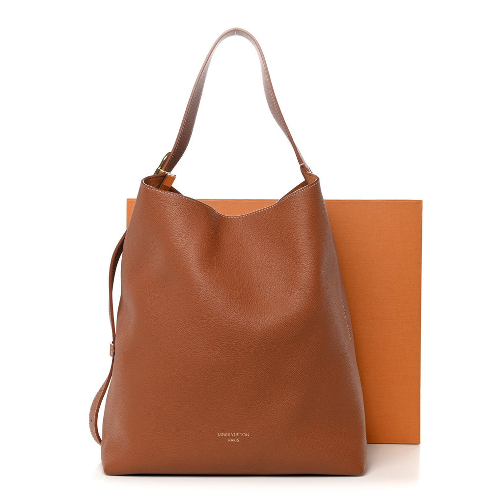Grained Calfskin Low Key Hobo MM Cognac