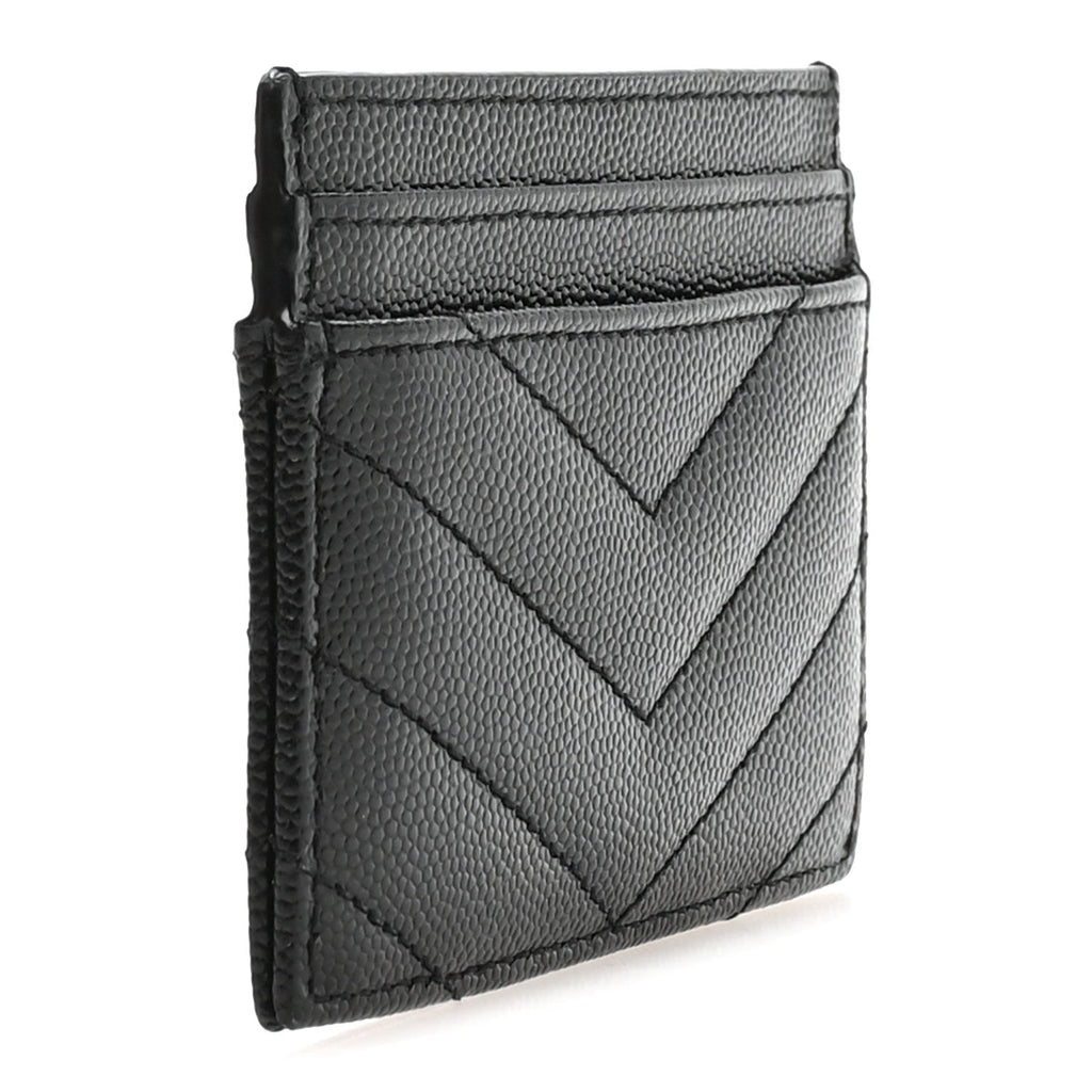 Grain De Poudre Matelasse Chevron Monogram Credit  Case Black