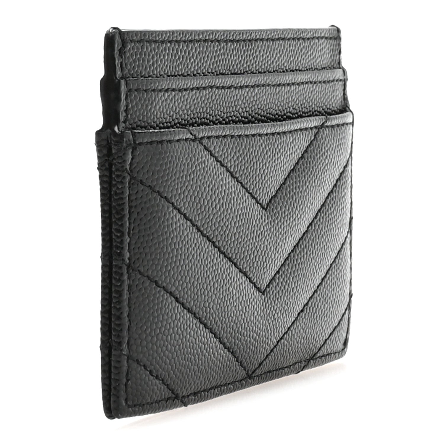 Grain De Poudre Matelasse Chevron Monogram Credit  Case Black