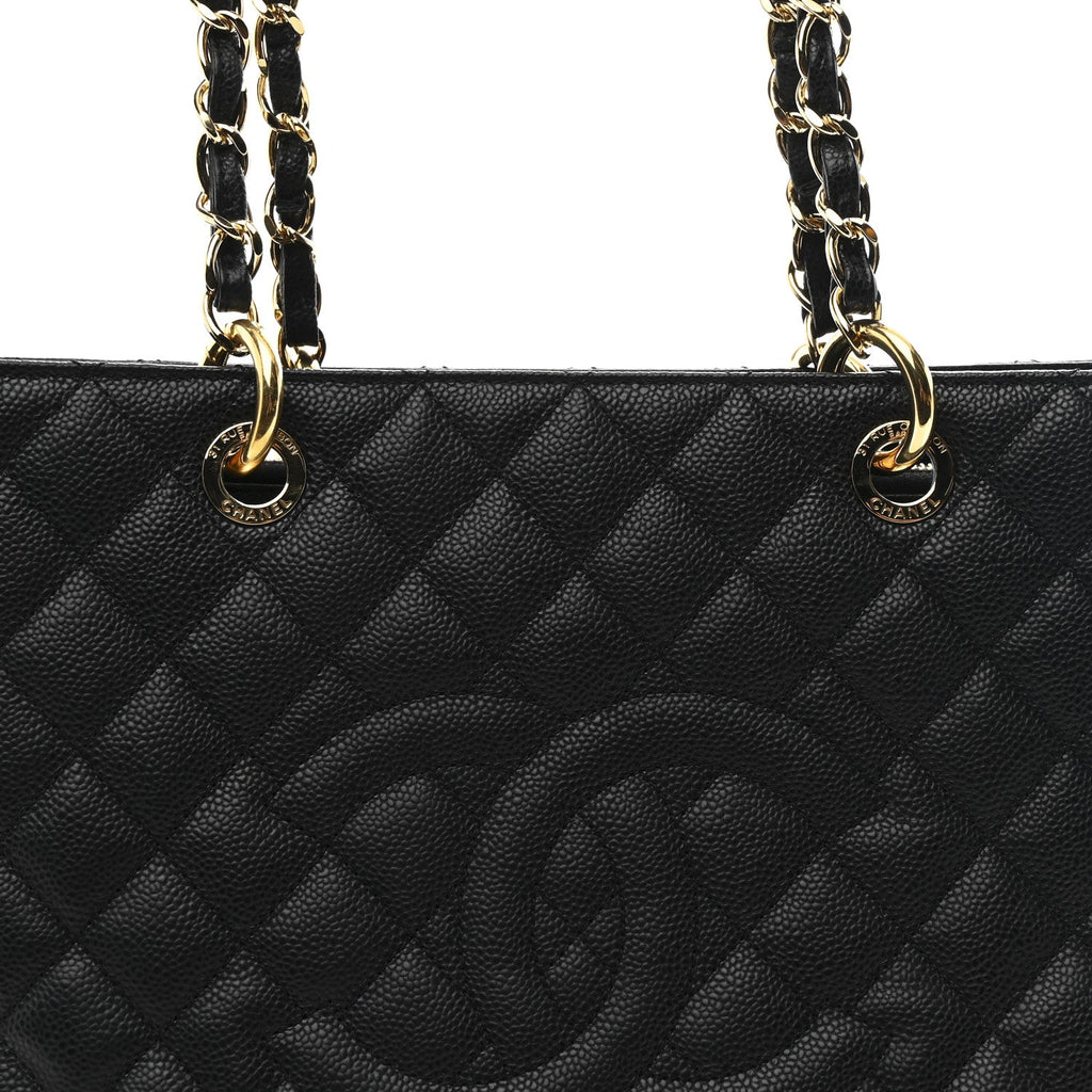 Caviar Quilted Grand Shopping Tote GST Black