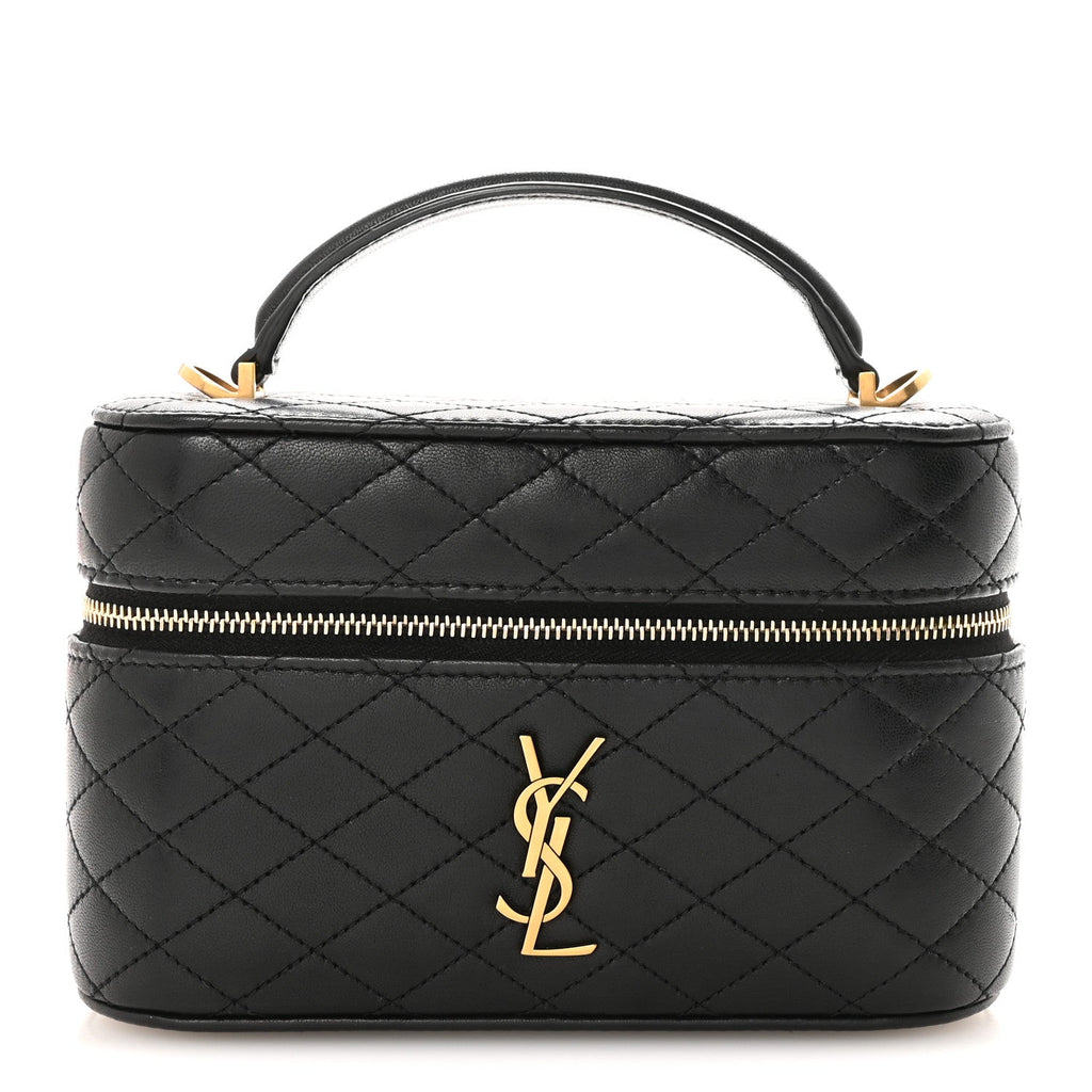 Lambskin Quilted Mini Gaby Vanity Case Black