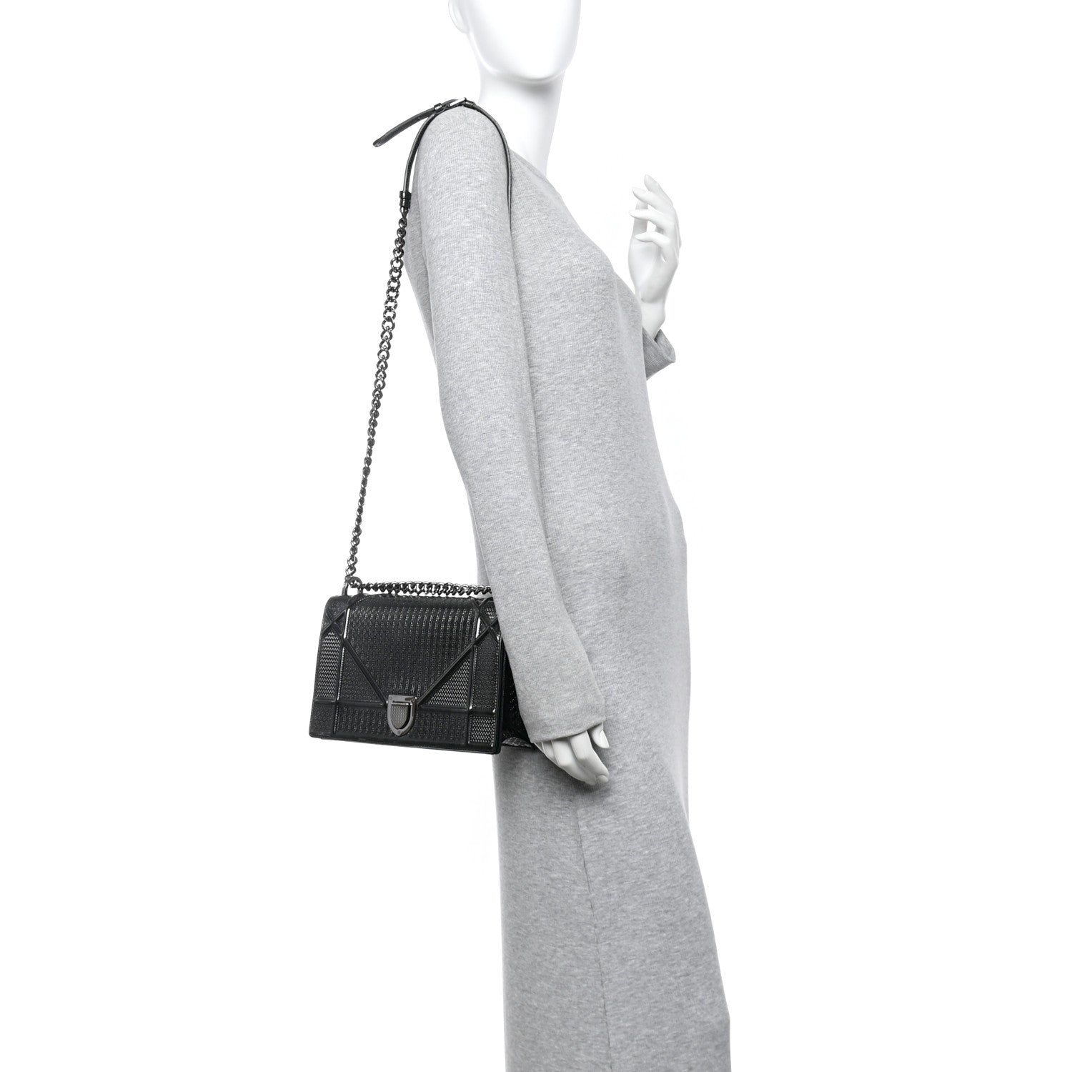 Metallic Patent Micro-Cannage Medium Diorama Flap Bag Onyx Black