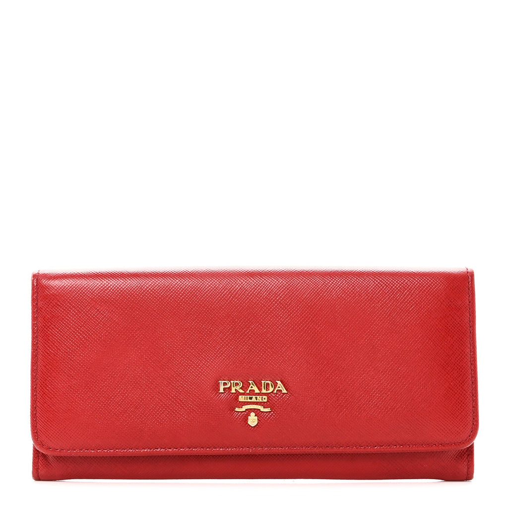 Saffiano Metal Continental Flap Wallet Fuoco