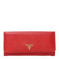 Saffiano Metal Continental Flap Wallet Fuoco