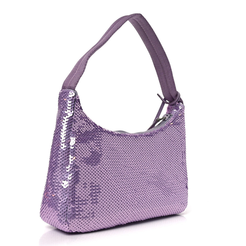 Paillettes Sequin Mini Re-Edition 2000 Bag Lilium Black