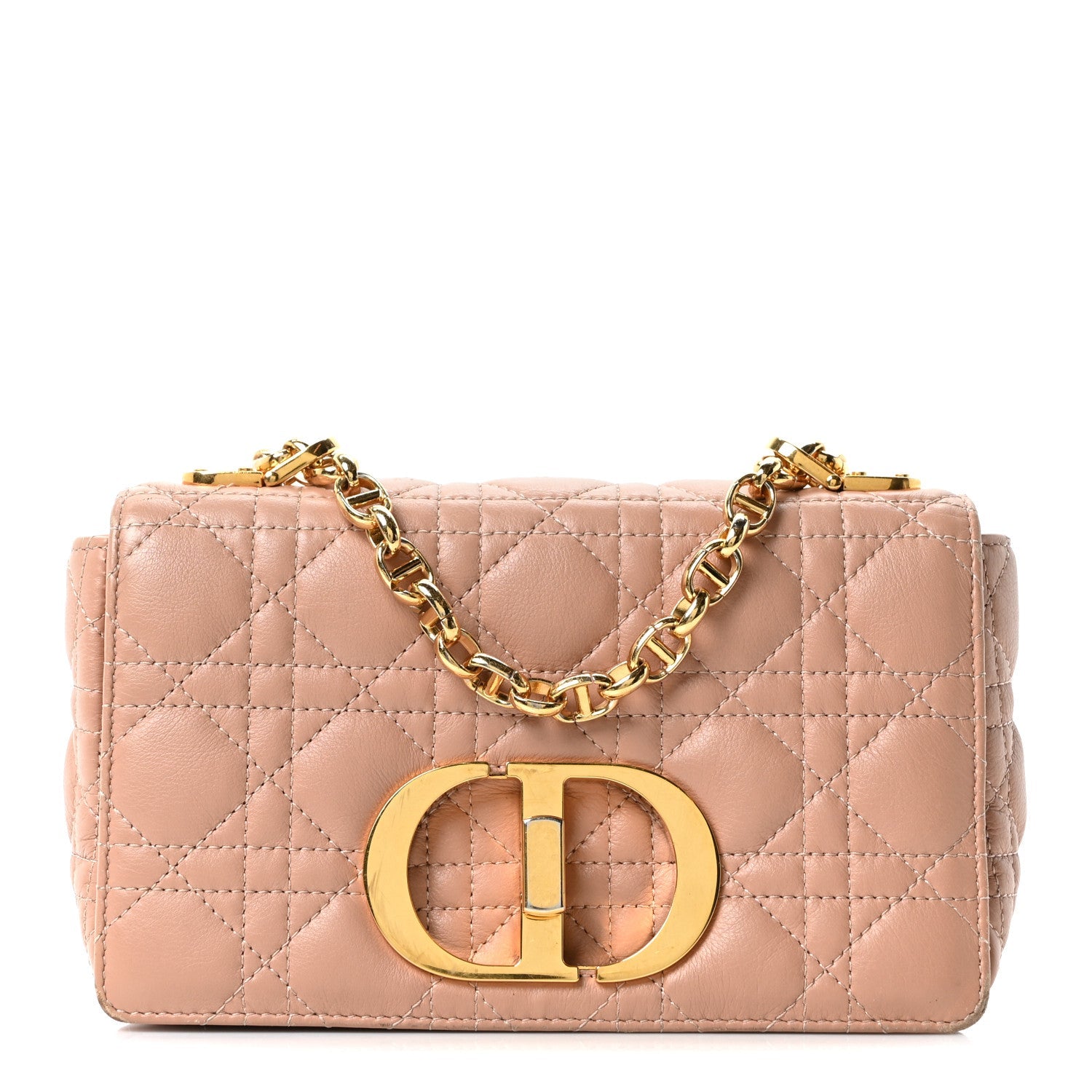 Calfskin Cannage Small Caro Bag Rose De Vents