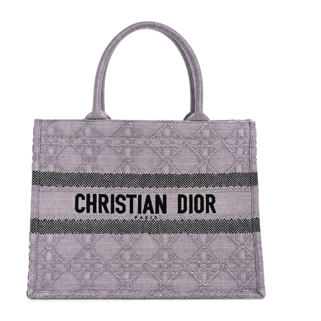 Raffia Cannage Medium Book Tote Lilac
