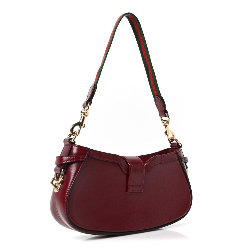 Calfskin Mini Moon Side Shoulder Bag Rosso Ancora