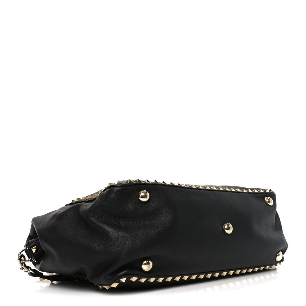 Vitello Medium Rockstud Tote Tote Black