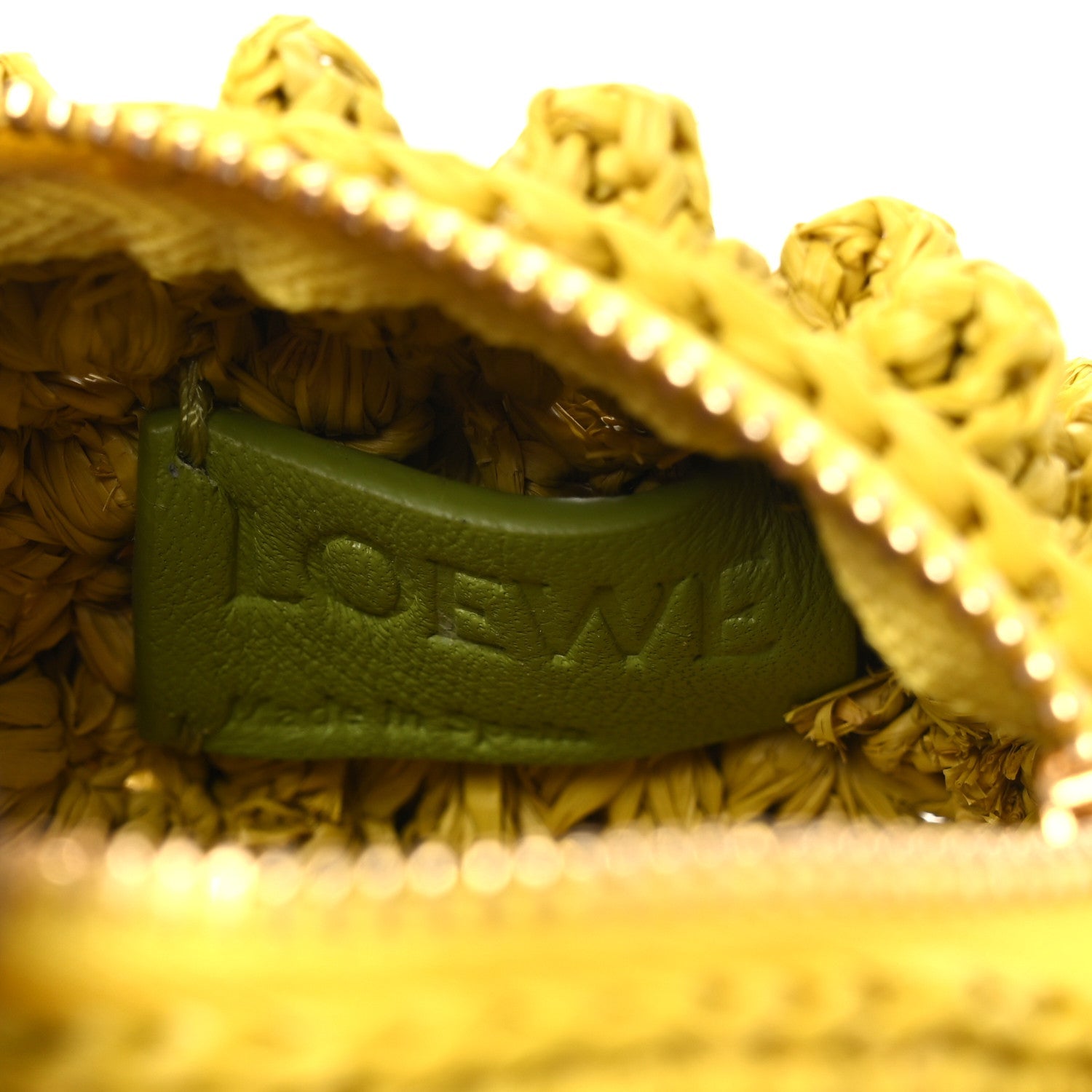 Raffia Calfskin Paula's Ibiza Lemon Coin Case Yellow