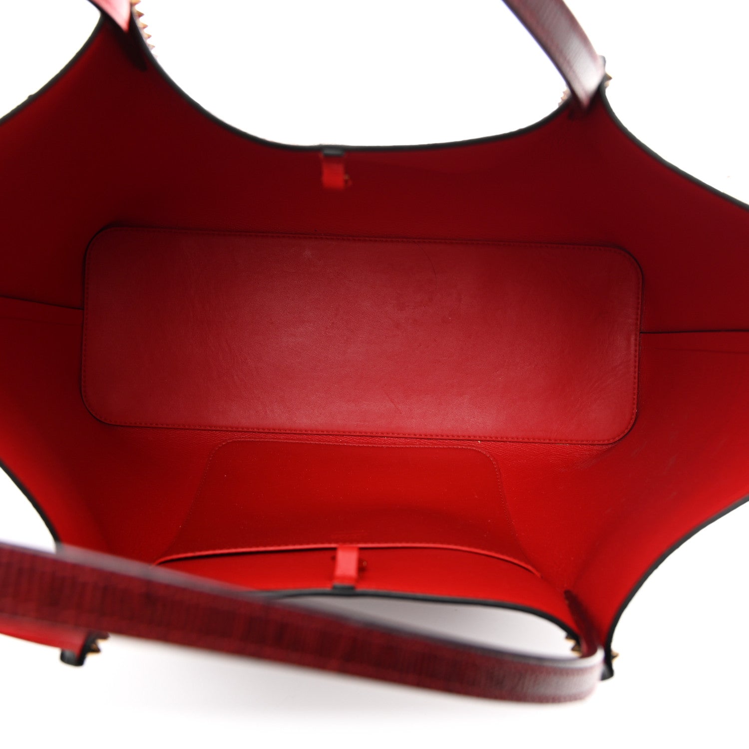 Lizard Embossed Calfskin Spiked Small Cabarock Shopper Tote Bourbon