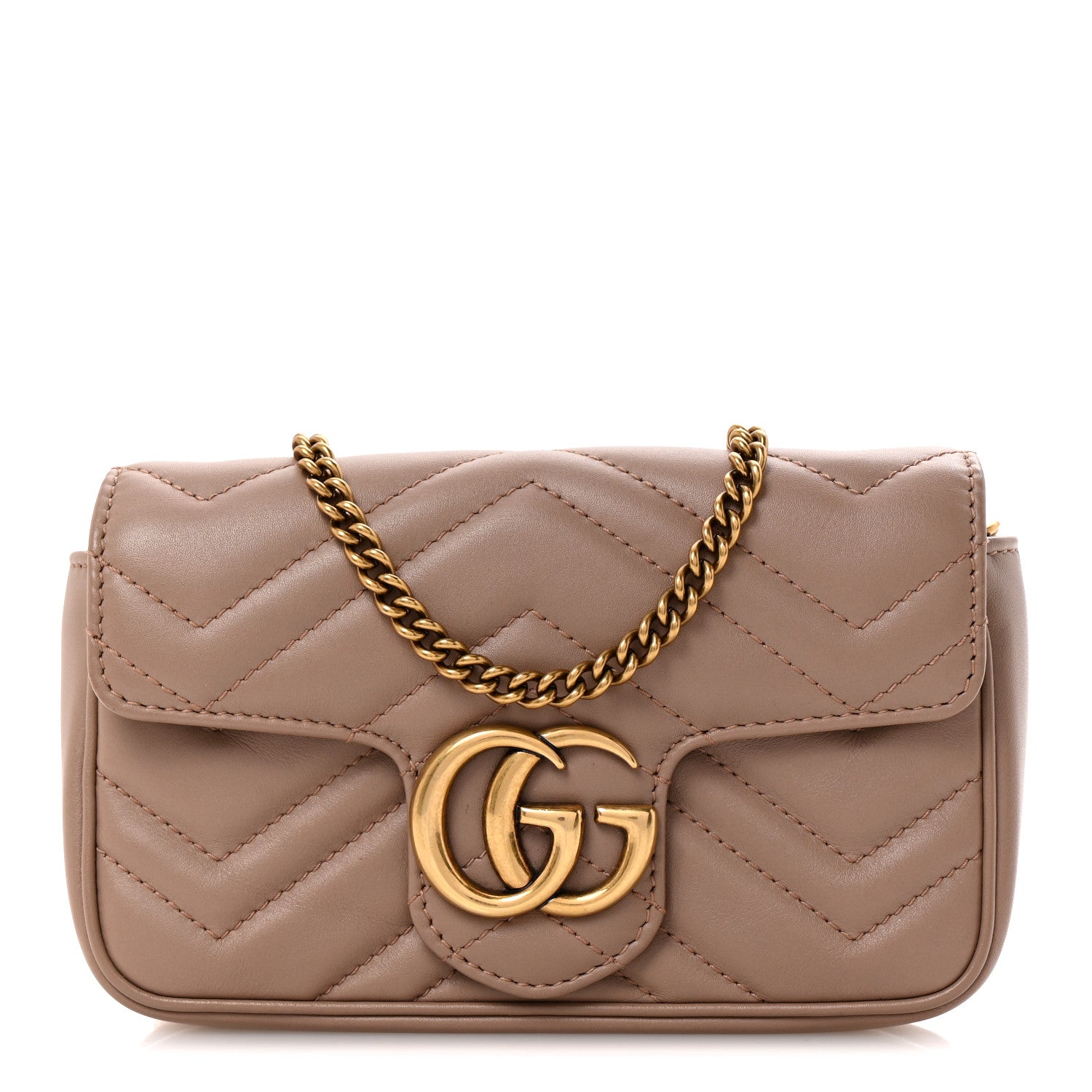Calfskin Matelasse Super Mini GG Marmont Shoulder Bag Porcelain Rose