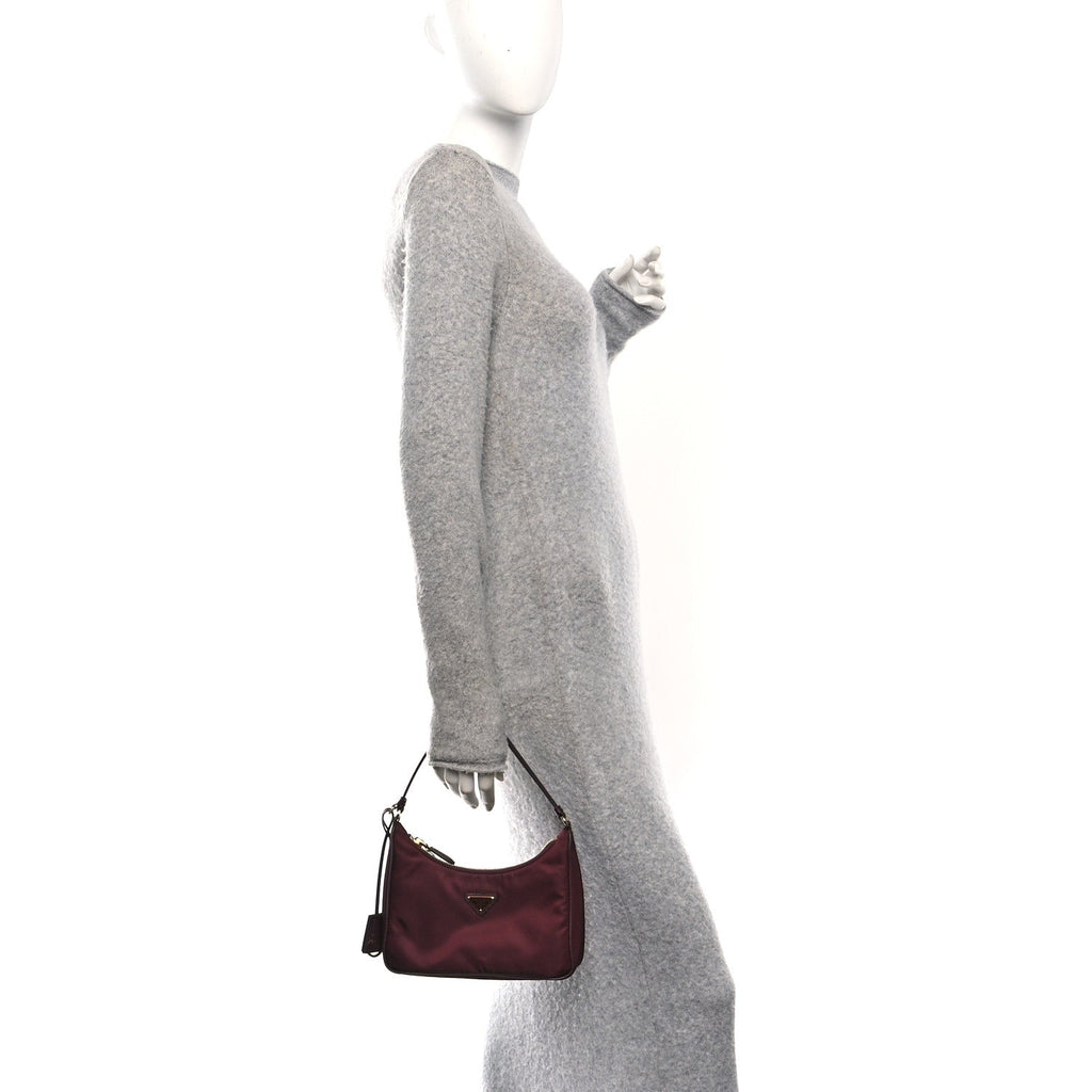 Tessuto Nylon Saffiano Mini Re-Edition 2005 Bag Bordeaux